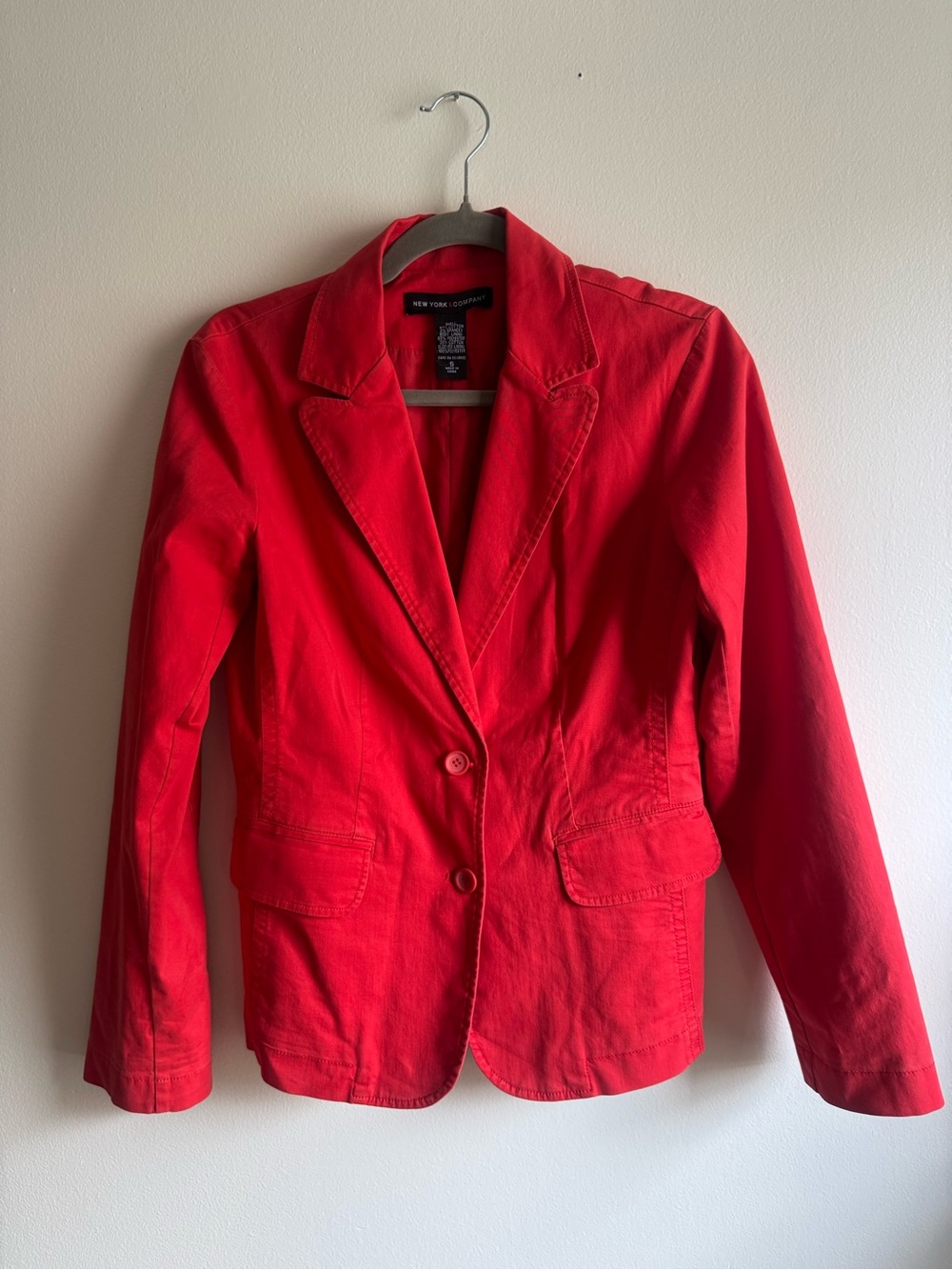 New York & Company Bright Red Cotton Blazer